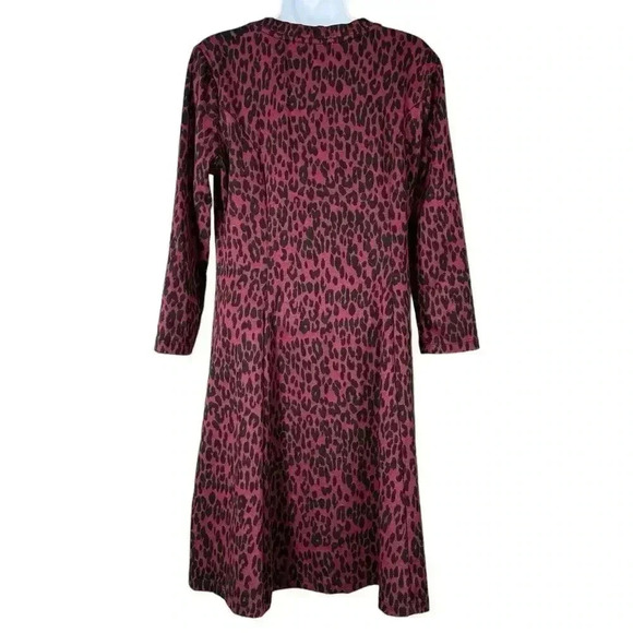 Beach Lunch Lounge Women's Medium Maroon Cheetah Print Dress - Picture 4 of 5